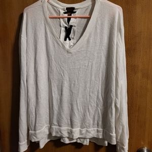 Large white sweater lace up back